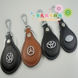 Wholesale New Arrival Quality Male Genuine Leather Volkswagen KIA Keychain Simple Elegant 4S Store Business Promotion Gift(China (Mainland))