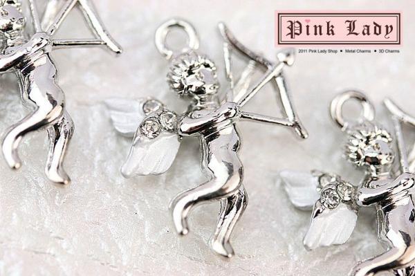H10b 3 pcs Silver Tone Alloy Metal Love Angel Cupid Charms Pendants JEWELRY FINDINGS LOT