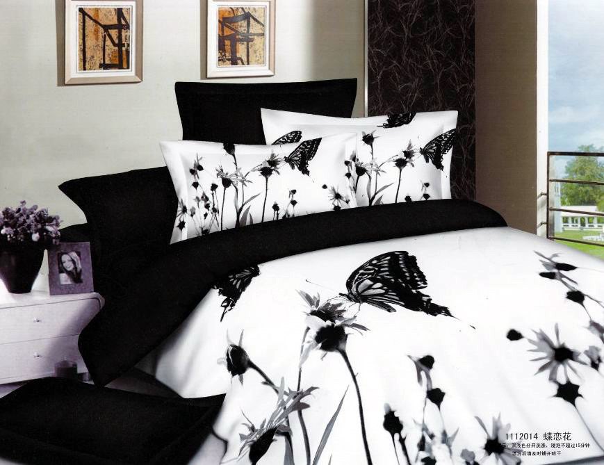 black and white butterfly floral pattern comforter set queen size