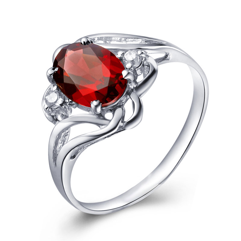 Natural Garnet Stone Sterling 925 silver 1Carat red Garnet ring woman Birthstone elegant Fashion Jewelry gift