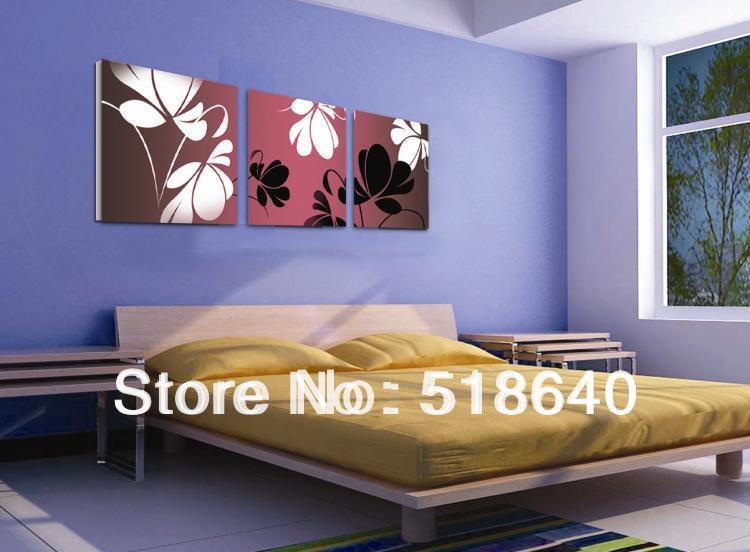 3 panel modern art grace landscape canvas painting flowers on wall ...