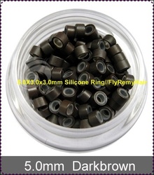 Wholesale-2000pieces 5.0mm*3.0mm*3.0mm Dark Brown Micro Silicone Rings/Links/Beads For Human Hair Extensions, 6 Colors Optional(China (Mainland))