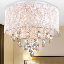 Romantic crystal ceiling light crystal embroidered cloth cover ceiling lamp bedroom lamp ceiling lighting 6 lamps