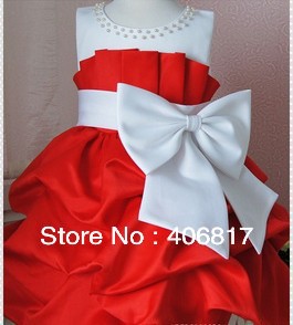   White Polka  Dress on Dress Girls High Grade Princess Pretty Dresses Chiffon Big Bowknot