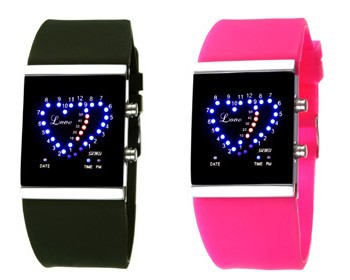 1pc Creative Novelty Fashion Concise Jelly wrist watch - Woterproof Lady Boy Girl friend birthday Cute gift heart shape LED EC25(China (Mainland))