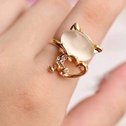 At Least $8 (can mix order) cute !!!! Lovely Opal Resizeable Cat Ring (high recommend)free shipping R051(China (Mainland))