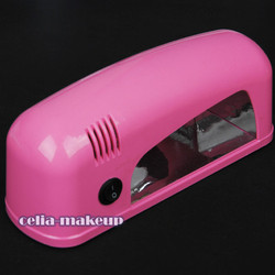 Great Promotion!9W PINK UV NAIL ART CURING LAMP UV GEL DRYER BULB LIGHT ACRYLIC Tip Set(China (Mainland))