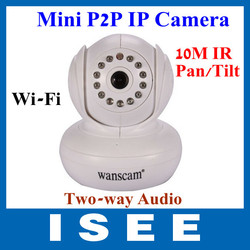 Wanscam P2P Play and Plug Pan/Tilt WiFi Wireless IR Night vision CCTV Network IP Mini Speed Dome Camera with audio,Alarm(China (Mainland))