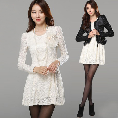 Black Long Sleeve Lace Dress on Long Sleeve Lace Dress Autumn Skirt Slim Black Dresses Evening Party