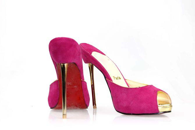 Rose low slippers high heel gentlewomen shoes genuine leather metal women s shoes steel shoes