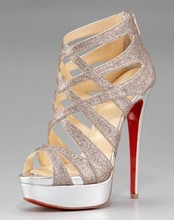 Summer sandals genuine leather cutout high-heeled shoes gladiator shoes