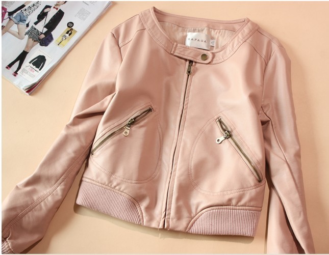 J 87 japanese style 2013 women's autumn plus size hot-selling all-match o-neck short design leather clothing small leather(China (Mainland))