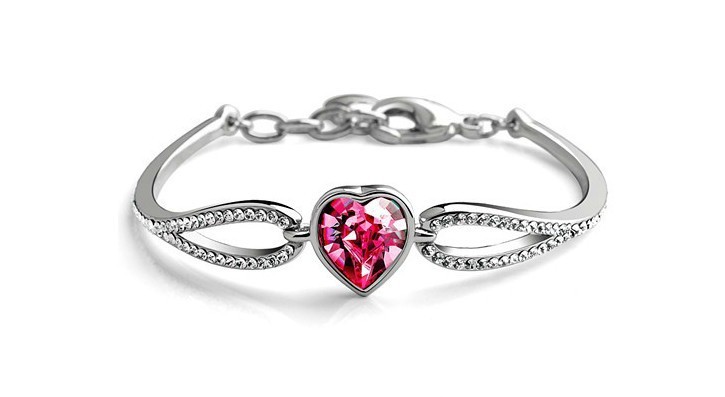 White Gold Plated Heart Bracelet Make With AU Crystal,Crystal Bracelet Wholesale Fashion Jewelry S063(China (Mainland))