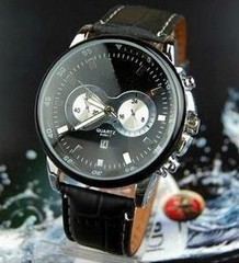 Hot Free shipping Fashion Leather Electronic Watch For Men (All Black,All Brown)(China (Mainland))