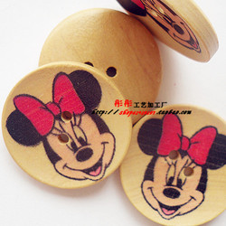 Min.order is $18(mix order buttons)B0271 30mm 2 holes minnie mouse painted wood buttons cute wood handmade buttons craft/kids(China (Mainland))