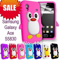 DHL/EMS  Free shipping for Samsung Galaxy Ace S5830 Cute Penguin silicon case with  opp sample package