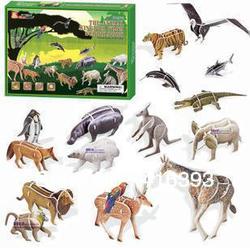 Free Shipping wholesale Cubic Happy 3D puzzle building paper model educational toys Animal combination G268-20(China (Mainland))