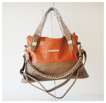 discount designer handbags,Size:40 x 30cm, pattern PU + chain,colors:orange,two function,Free shipping