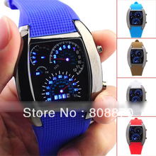 TVG Watch for Men RPM Turbo Blue &amp; White Flash LED tvg watch NEW Gift Sports Car Meter Dial Men Dropship(China (Mainland))