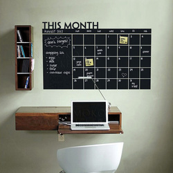 Diy Monthly chalkboard calendar Vinyl Wall Decal Removable Planner mural wallpaper vinyl Wall Stickers 64*100CM Free shipping(China (Mainland))
