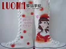 Colored drawing canvas shoes hand-painted shoes graffiti shoes fashion women’s shoes casual boots high-leg