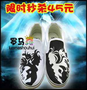 Strapless low hand painted shoes graffiti shoes lovers canvas shoes lazy