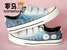 All-match velcro canvas shoes hand-painted shoes graffiti shoes personality women’s shoes