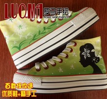 Platform shoes lacing flats medium cut canvas shoes graffiti shoes women’s shoes 08