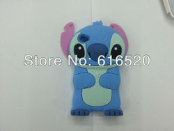 Retail 1pcs/lot 3D Cute Stitch Soft Silicone Case Back Cover for ipod Touch 4 4th TH4 Free shipping via DHL or EMS(China (Mainland))
