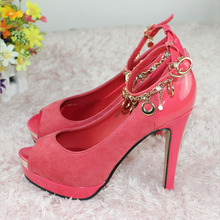 Hot-selling sandals princess high-heeled shoes rhinestone chain platform open toe high-heeled sandals