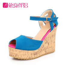 2013 all-match brief women’s wedges shoes high heel open toe shoe summer casual sandals