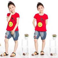 Hot Selling Kids Solid Short Sleeve Tops for Girls Summer Wear Cute T-Shirt, Free Shipping K0387