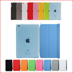 Freeshipping 1 Pair/lot 2 In One PU Leather Magnetic Smart Cover Skin+Crystal Hard Back Case Shell For iPad Mini Multi-Color(China (Mainland))