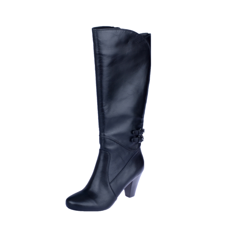 cowhide thick heel boots double breasted 25pt 40809 free shipping