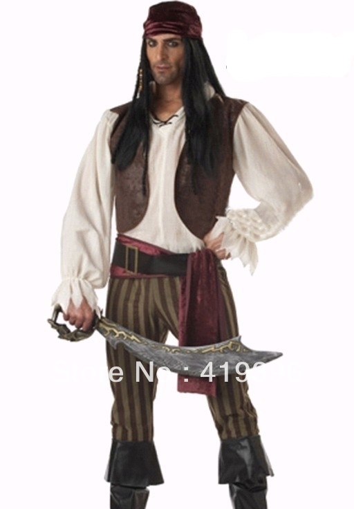 Scott Swarn 2013-New-Design-CL5312-grátis-frete-longo-camisa-branca-Brown-veste-listrada-Pants-Costume-Sexy-caribe