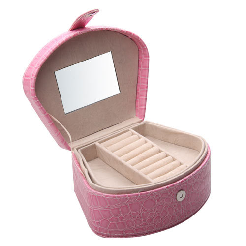 2013 The princess european-style stone grain leather cosmetic box jewelry box double fan design16*19*10cm free shipping(China (Mainland))