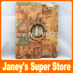 New Arrival 360 Degree Rotating Leather case for iPad 2 the new iPad 3 World Map stand cover case 1 pcs/lot Free Shipping(China (Mainland))