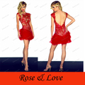 Free Shipping Highest quality Sheath High Neck Sexy Mini Cocktail Dress Party Dress