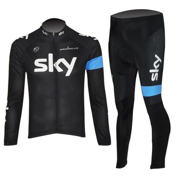 2013 NEW HOT Black SKY Team cycling Long sleeve Jersey+ pants Set Wear/Bike clothes. Free Shipping+High quality+Best services(China (Mainland))