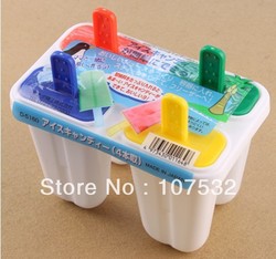 4sets/lot popsicle box diy pudding ice cream mould mold maker tub ice shot tray ice lolly mould 4 girds free shipping(China (Mainland))
