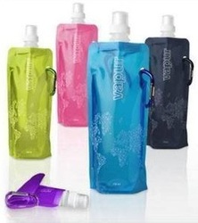 5PCS Portable folding sports water bottle/foldable water bottle outdoor sport portable folding water bag 480ml 16oz(China (Mainland))