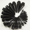 280PCS Free Shipping Wholesale 14 sizes Black Ear Expander Ear Taper Stretchers Ear Plugs UV Body Piercing Jewelry
