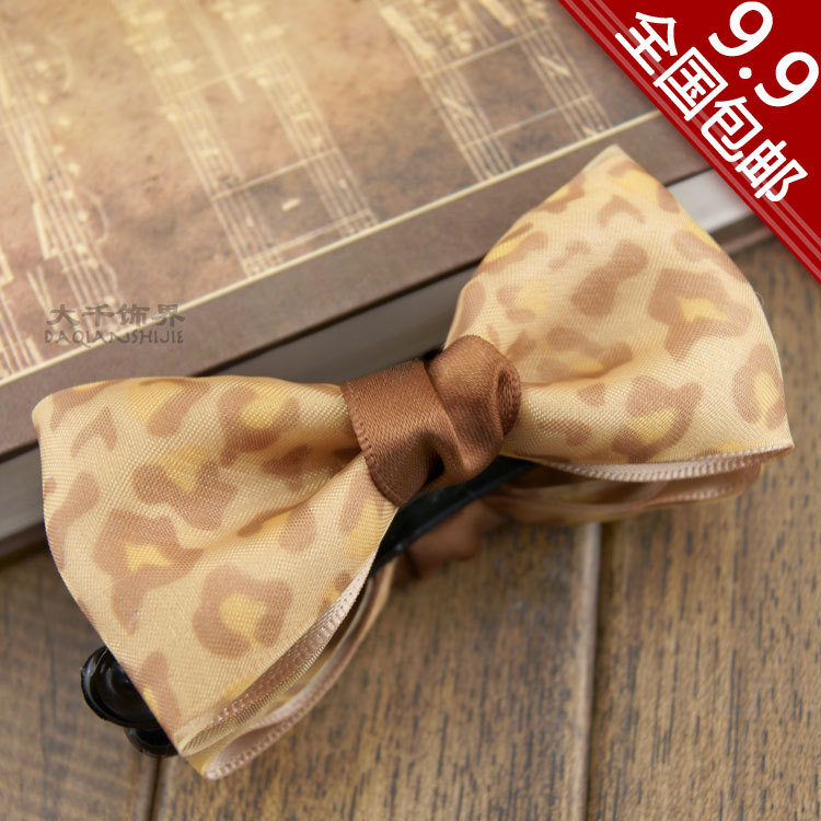 Free shipping Classic leopard print hair accessory leopard print bow leopard print hairpin leopard print hair pin chang d125(China (Mainland))