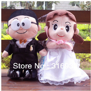  - Free-shipping-Doraemon-series-Nobita-Nobi-and-Shizuka-Minamoto-wedding-plush-toy-1pair
