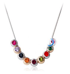 Min.order is $15(mix order) The Fashion Retro Punk Woman Flashing Colorful Rhinestone Rainbow Necklace N83(China (Mainland))