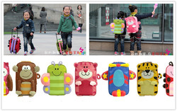 Children Baby Backpack & Trolley Bag Travel Luggage 2 in 1 Cartoon Animal Boy Girl Kid softback daily student school backpack(China (Mainland))