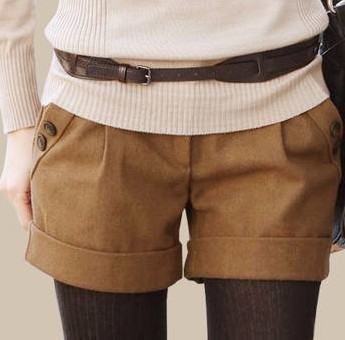 Women 2013 Fall and Winter New Thin Slim Hip Casual Woolen Shorts Boots Pants,D22+Free Shipping(China (Mainland))