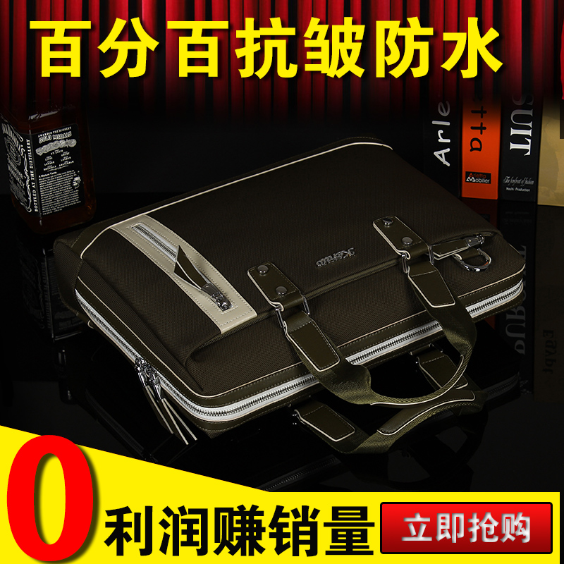 2013 spring blackish green casual male handbag motorcycle bag briefcase laptop bag(China (Mainland))
