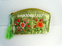 Free Shipping! Lot of 15 pcs beautiful CHINA Embroidery SILK PURSE coin BAG Women Lady flower Wallet/Purse Handbag makeup bag