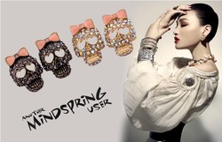 New Arrival 2013 Popular Trendy High Quality Skull Crystals Metal Enamel Earrings For Women Free Shipping.OY13031734(China (Mainland))